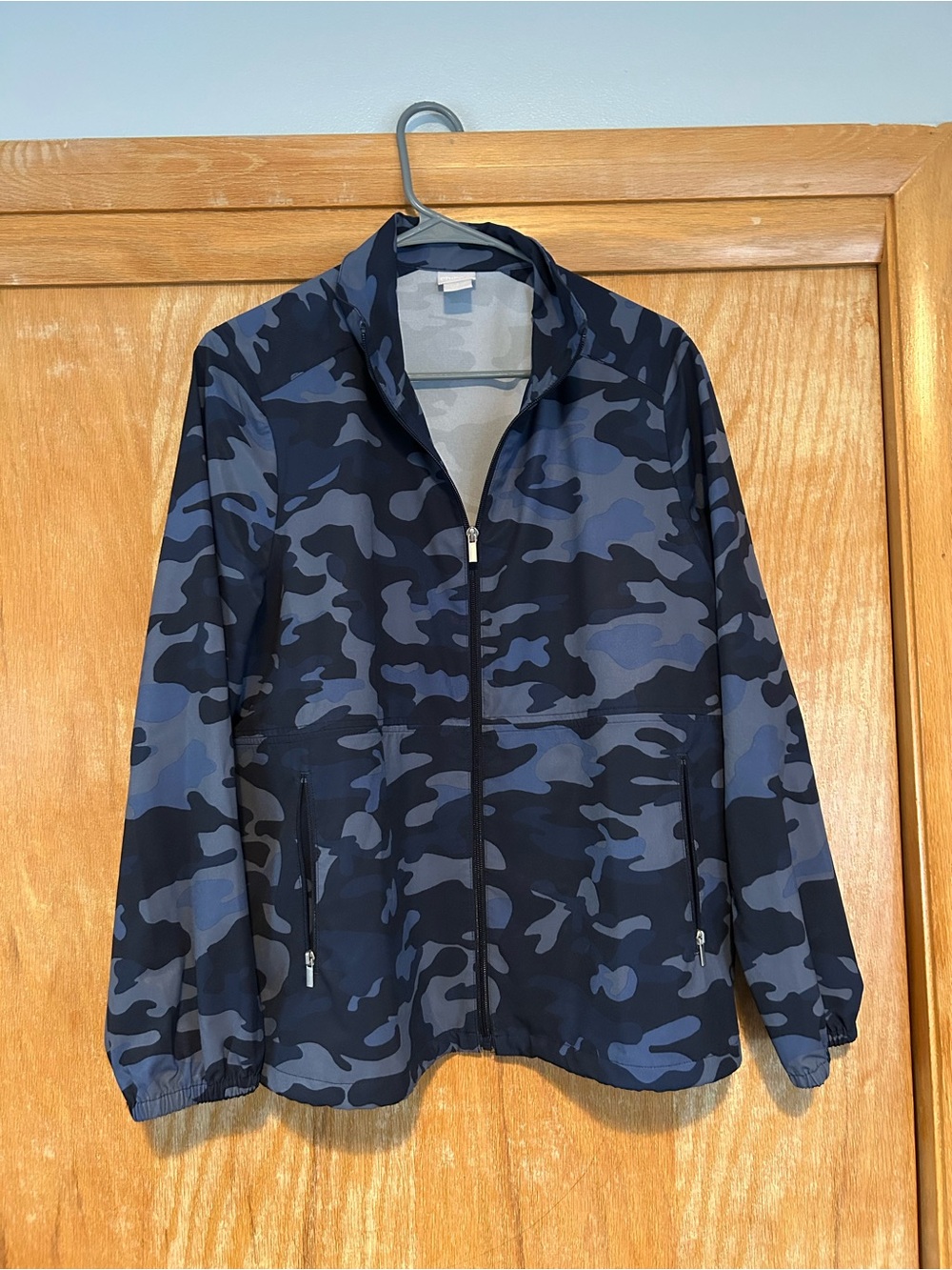 Chico's Blue & Black Camo Zip Jacket